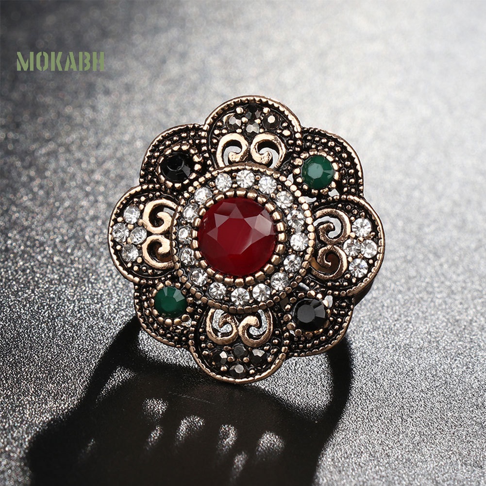 Nhẫn Hình Hoa Rỗng Đính Đá Phong Cách Vintage Cho Nữ