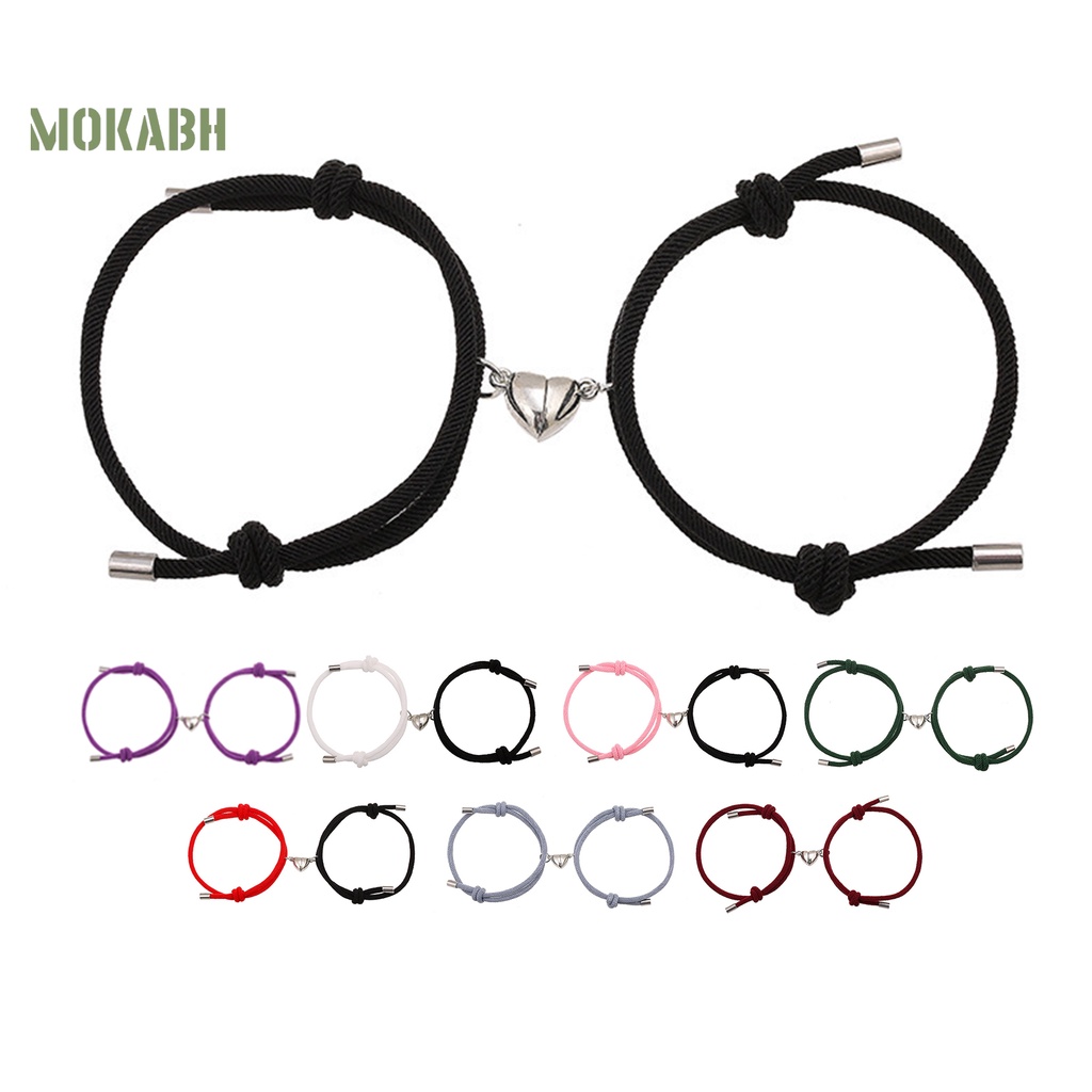 Bộ 2 Vòng Đeo Tay Bằng Hợp Kim Hấp Thụ ic Có Thể Điều Chỉnh Độ Dài Thời Trang