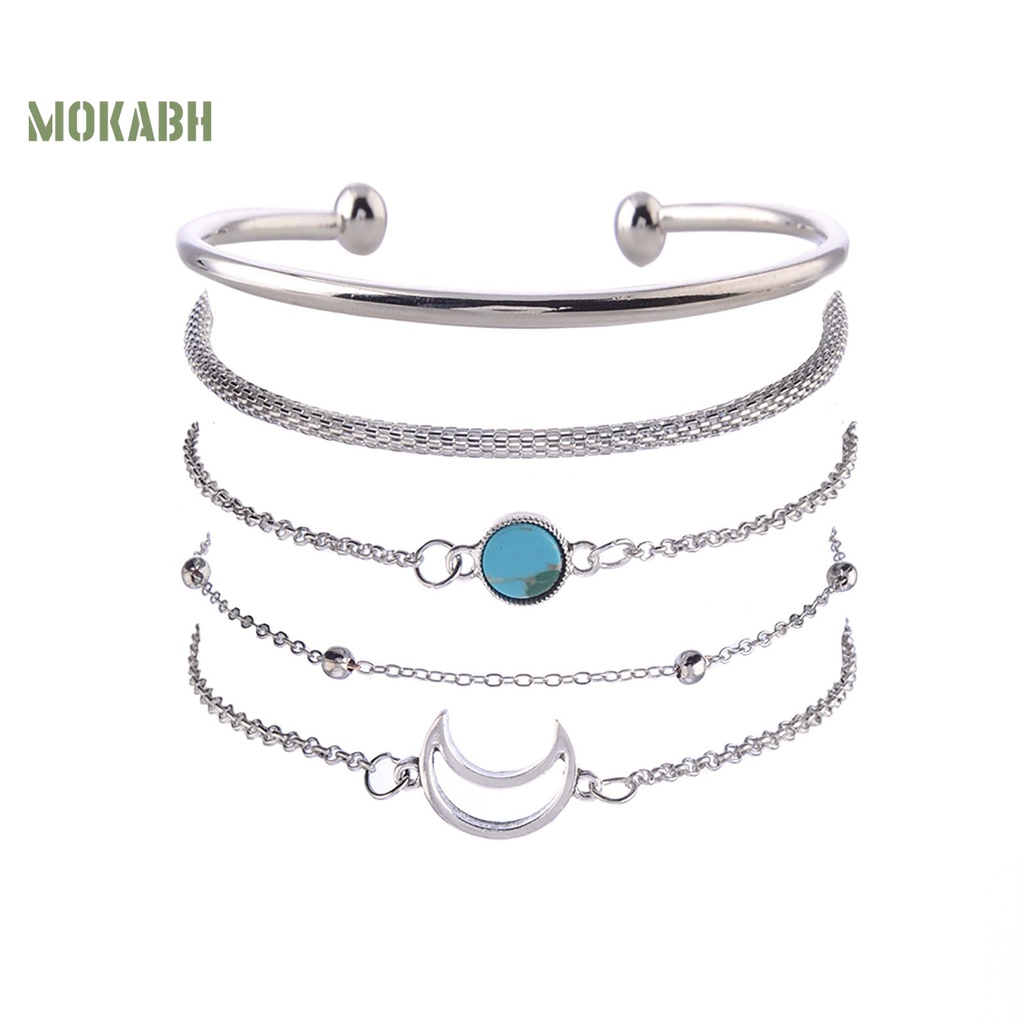 Set 5 Vòng Tay Hợp Kim Nhiều Hình Dạng Cho Nữ