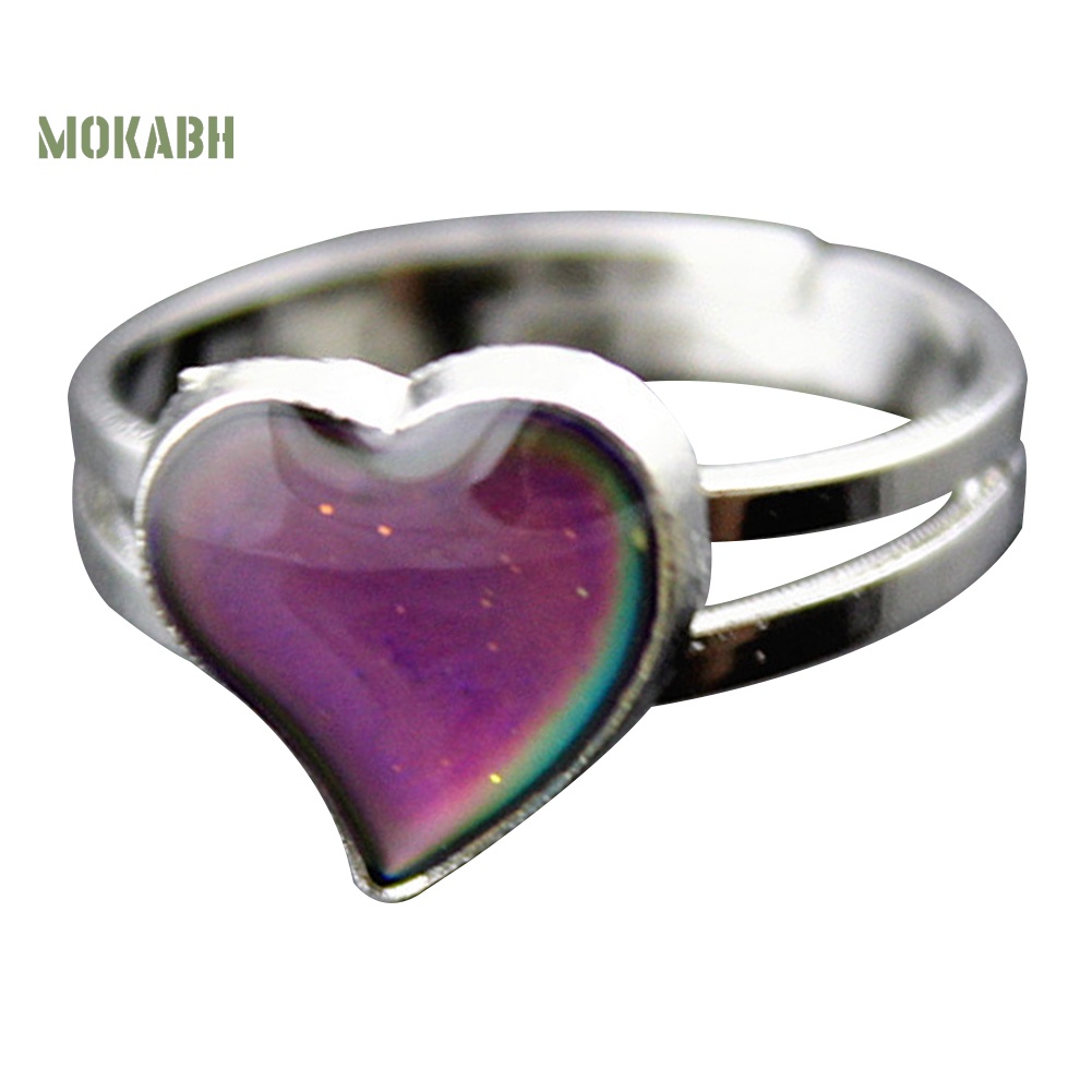 Nhẫn Hở Thay Đổi Màu Sắc Theo Nhiệt Độ Đính Đá Hình Trái Tim