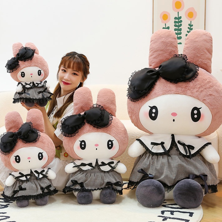 Búp Bê Nhồi Bông Hình Sanrio Kurome Melody Màu Tối Phong Cách Gothic