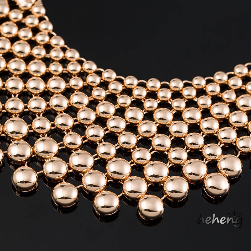 Vòng Cổ Choker Bằng Kim Loại Hạt Tròn Trang Sức Cho Nữ Lễ Hội