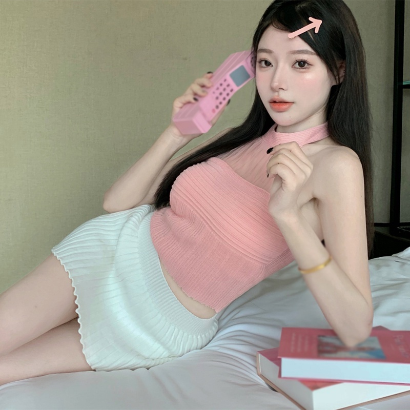 Áo Dệt Kim Hai Dây Hở Lưng Dáng Ôm Thời Trang Quyến Rũ Cho Nữ