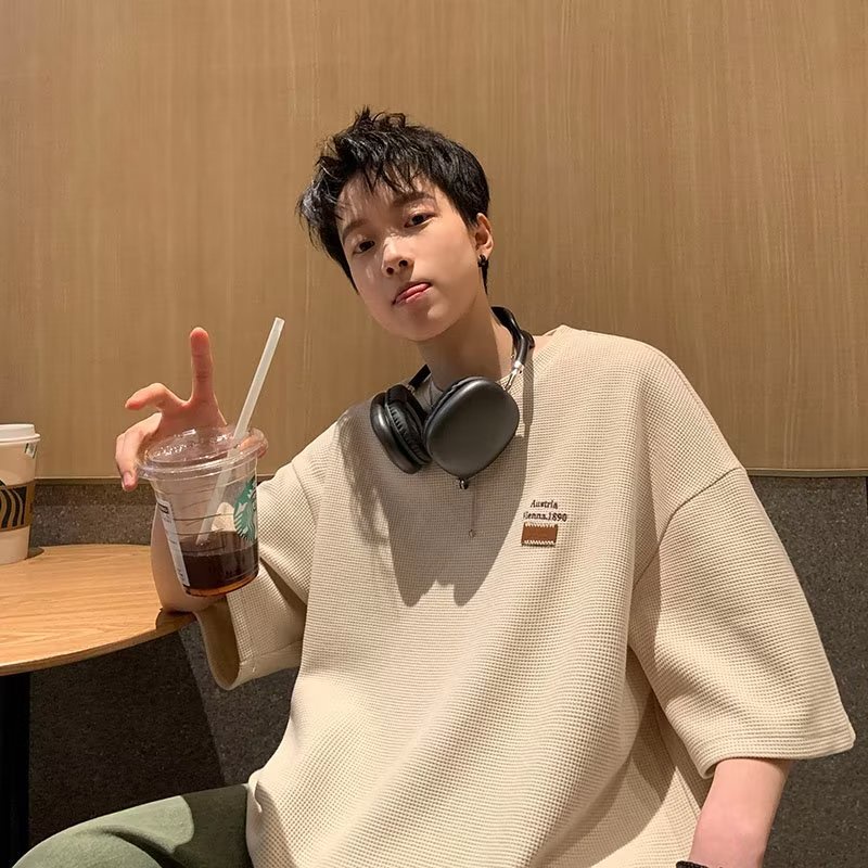 Áo Thun Nam Tay Ngắn Có Thêu Chữ Thời Trang Phong Cách