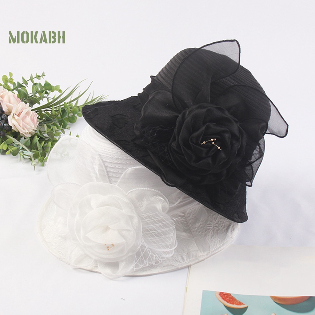 [Mok Abh] Mũ Lưới Tròn Mềm Mại Xuyên Thấu Phong Cách Công Chúa Cổ Điển Trang Trí Tiệc Đi Biển Dành Cho Nữ