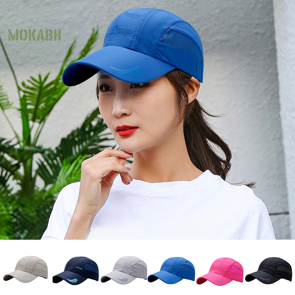 [Mok Abh] Mũ Lưỡi Trai Thể Thao Phối Lưới Chống Nắng Ghép Nối Dài Vành Hình Học Có Thể Điều Chỉnh Cho Nam Và Nữ