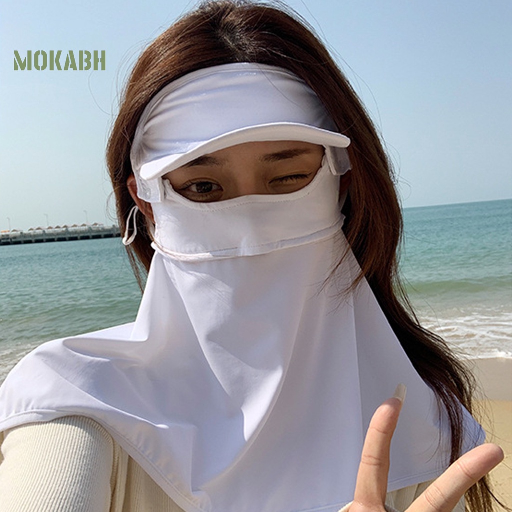 [Mok Abh] Mũ Chống Nắng Thoáng Khí Màu Trơn Bảo Vệ Toàn Diện Cột Dây Bảo Vệ Cổ Dùng Khi Đi Cắm Trại Ngoài Trời