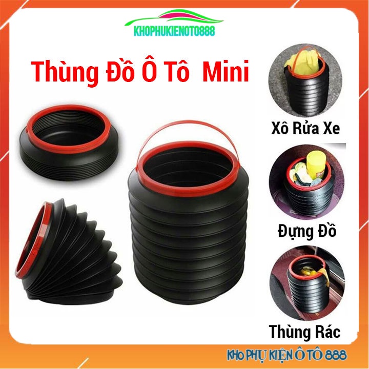 Thùng đựng đồ chứa rác đa năng co dãn gấp gọn chuyên dùng trên xe hơi ô tô 4l bằng nhựa