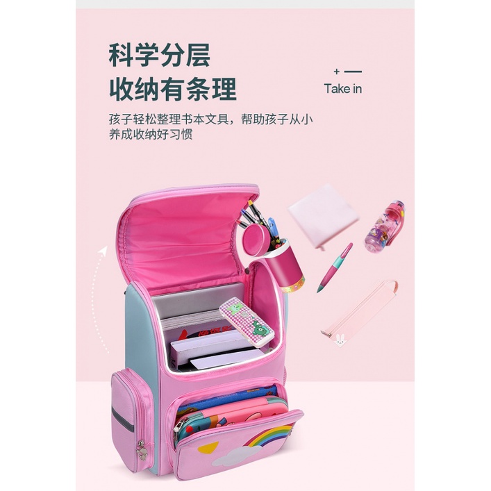 Ba Lô Đi Học Cỡ Lớn Siêu Nhẹ Thoáng Khí In Hình Kỳ Lân 79WY Dễ Thương Cho Bé