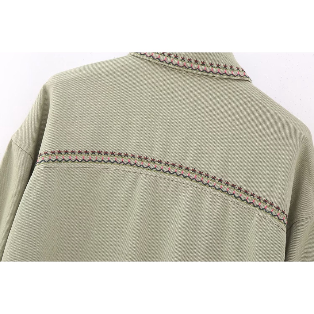 Hàng Mới Về Áo Khoác Sơ Mi Thêu Họa Tiết Phong Cách Đường Phố Âu Mỹ Thời Trang Mùa Hè 2023 w03 3688