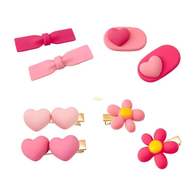 Set 2 Kẹp Tóc Hình Nơ / Trái Tim / Hoa Chống Trượt Thời Trang Xuân Hè Cho Nữ