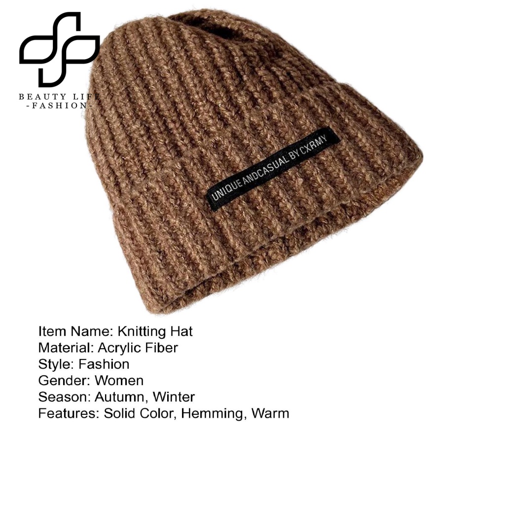 Mũ beanie Dày Dặn Màu Trơn Giữ Ấm Mùa Đông Phong Cách Nhật Bản Dành Cho Nữ