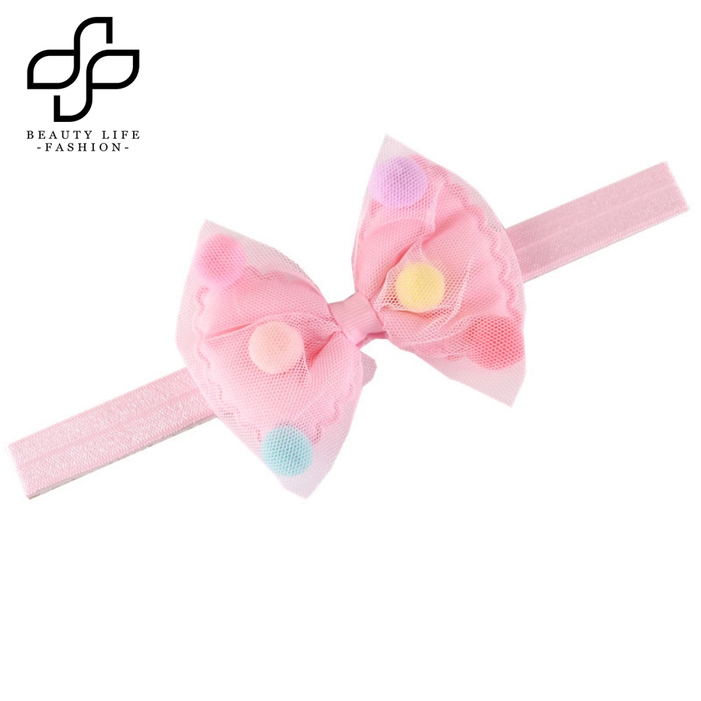 Băng Đô Nơ Đính Bóng Lông Co Giãn Dễ Thương Cho Bé Gái