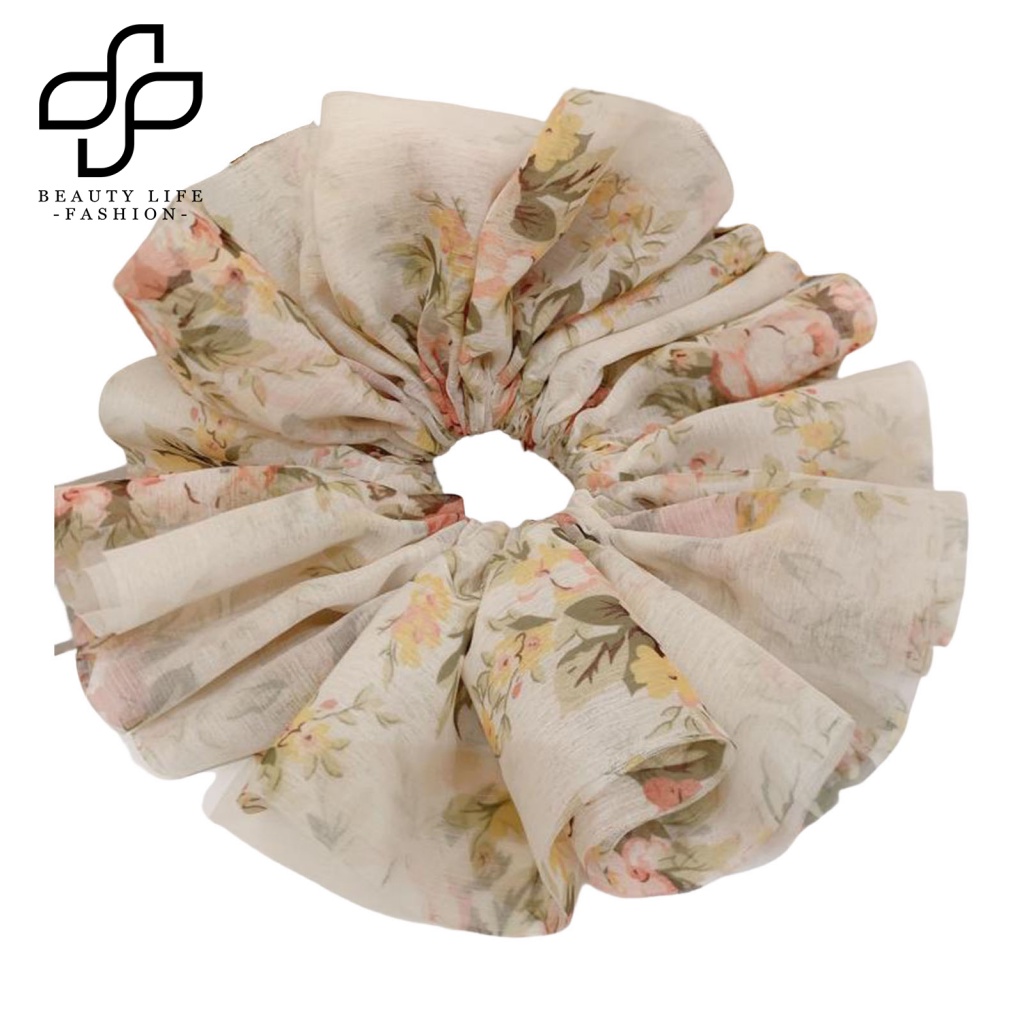 Dây Buộc Tóc Chiffon Co Giãn Tốt In Họa Tiết Hoa Xinh Xắn Cho Nữ