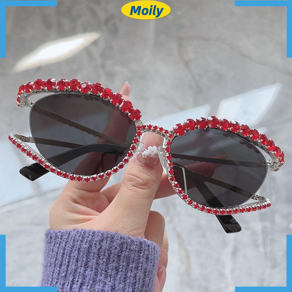 MOILYVN Kính Râm Nữ Y2k Đính Đá Lấp Lánh