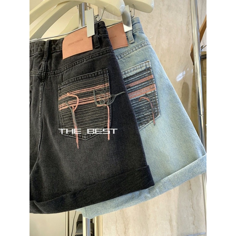 Quần Short Denim Lưng Cao Ống Rộng Thời Trang Mùa Hè Hàn Quốc 2023