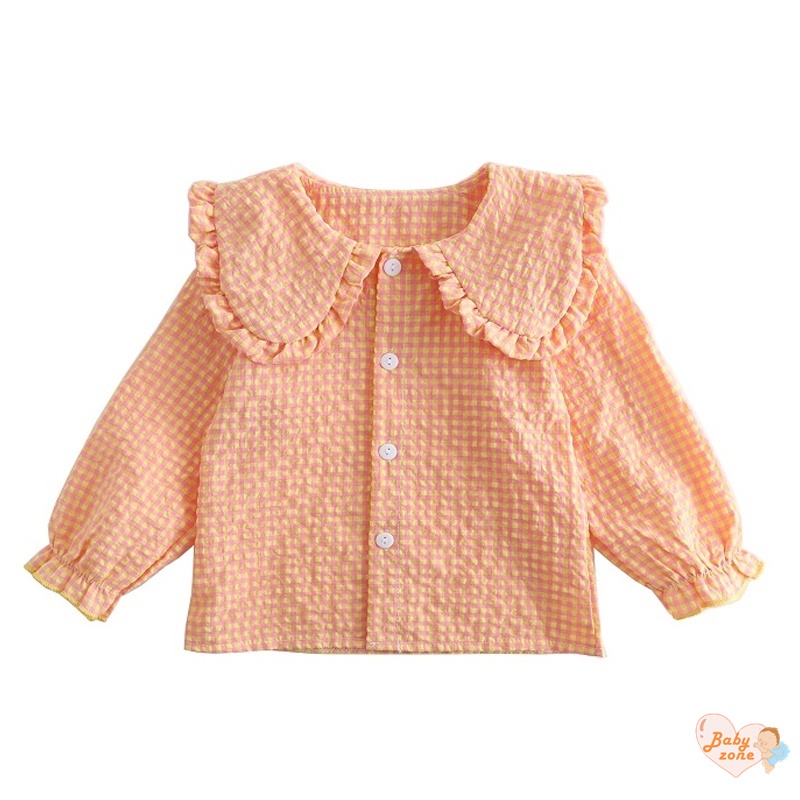 Áo Sơ Mi Cotton Tay Dài Cổ Búp Bê Phong Cách Phương Tây Cho Bé Gái