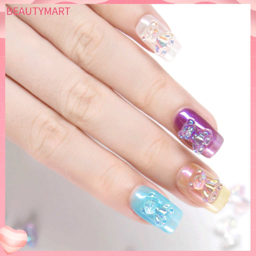 Bộ 50 Phụ Kiện Trang Trí Móng Tay Hình Gấu 3D Lấp Lánh Đa Năng