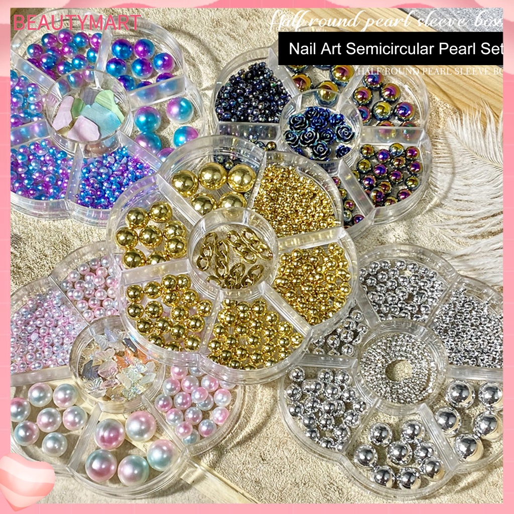 1 Hộp Hạt Ngọc Trai Giả Mini Trang Trí Móng Tay 3 / 5 / 6 / 8 / 10mm