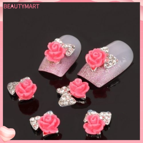 Bộ 10 Miếng Dán Móng Tay Họa Tiết Hoa Đính Đá Lấp Lánh Thời Trang DIY