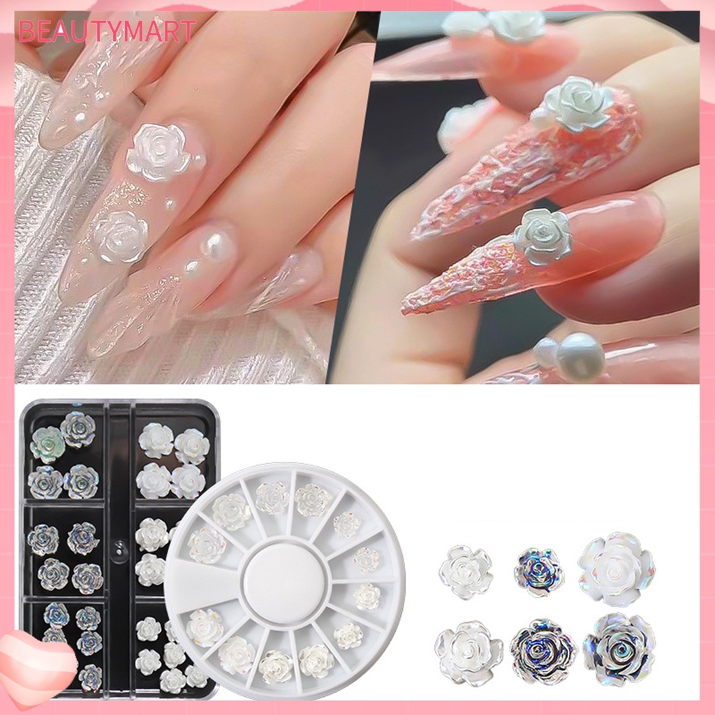 1 Hộp Phụ Kiện Hoa Mini Lấp Lánh Trang Trí Móng Tay Không Phai Màu Cho Nữ