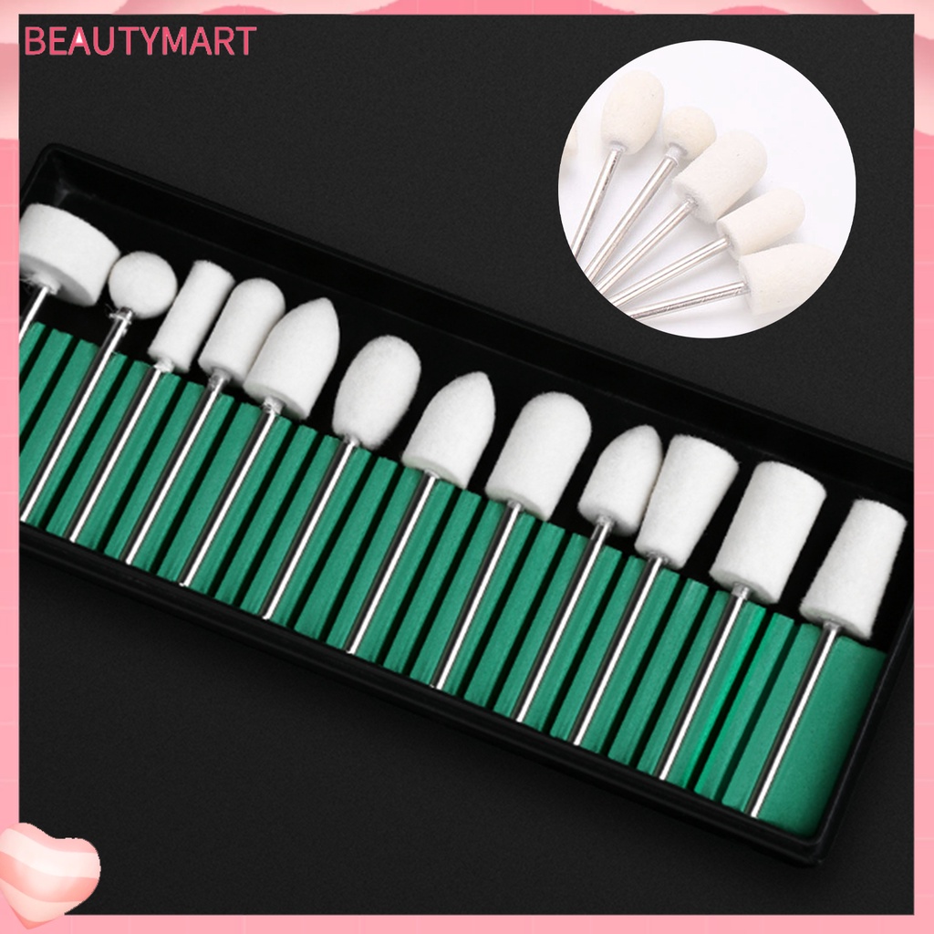 Bộ 12 Mũi Khoan Mài Móng Tay Chống Trầy Màu Trắng Dùng Tại Nhà