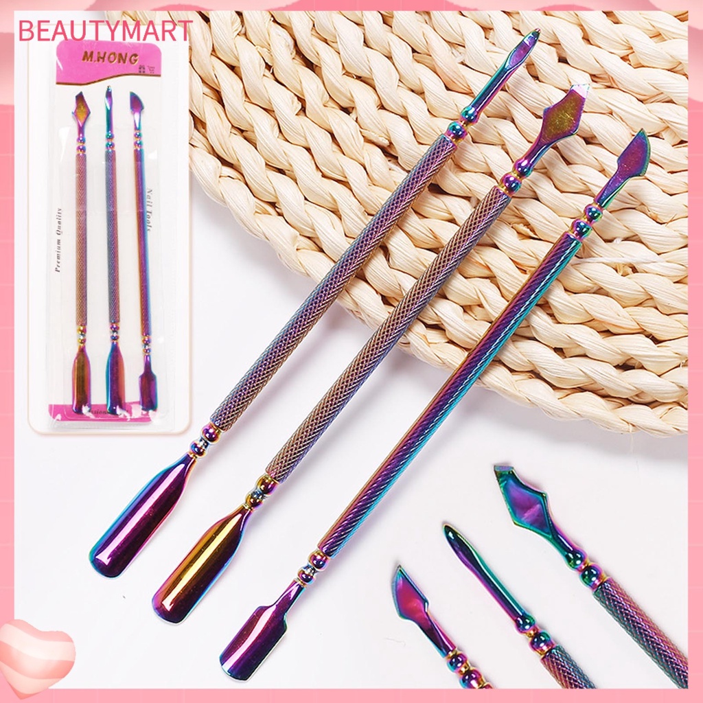 Bộ 3 Dụng Cụ Làm Móng Bằng Thép Không Gỉ Thiết Kế Hai Mặt Tiện Dụng