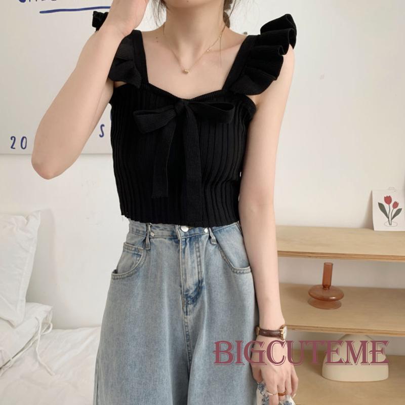 Áo Croptop Sát Nách Nhún Bèo Màu Sắc Đơn Giản Thời Trang Mùa Hè Cho Nữ