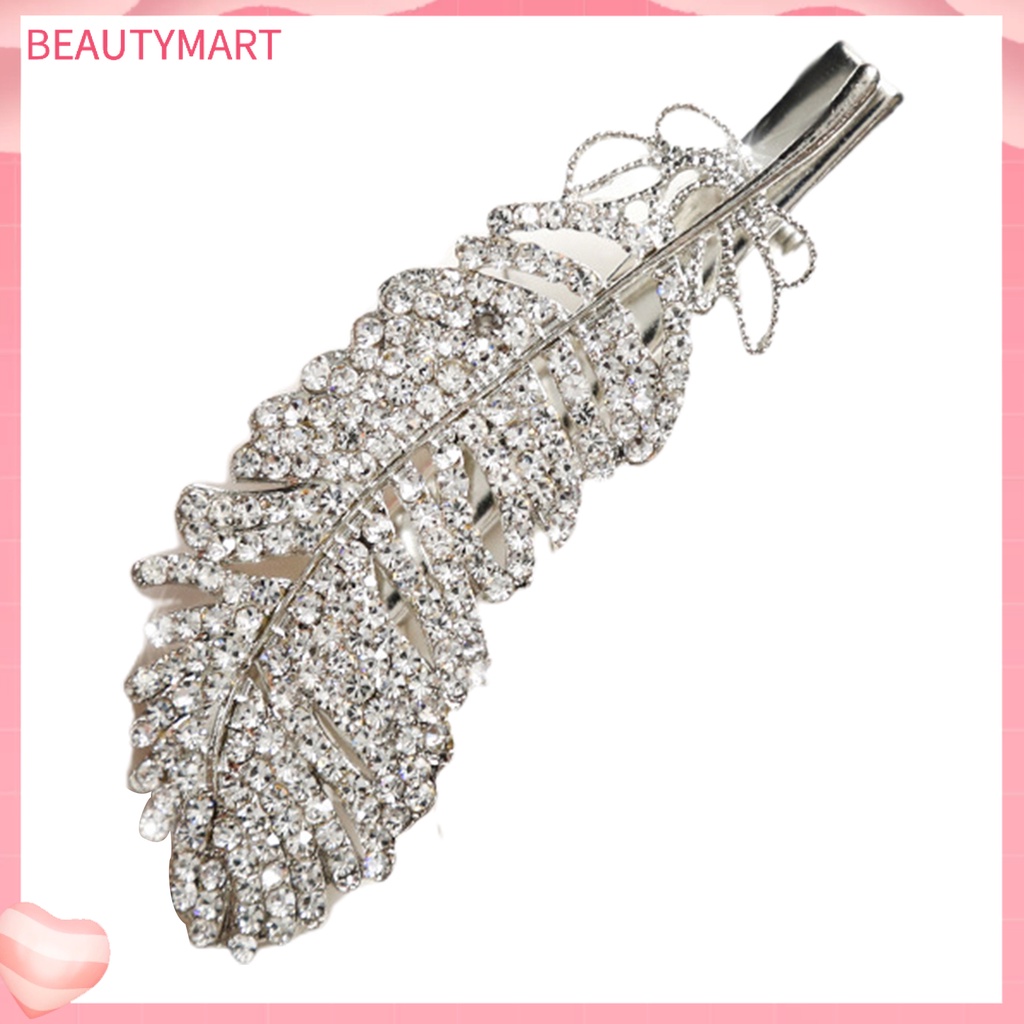 Kẹp Tóc Hợp Kim Hình Lông Vũ Đính Đá Lấp Lánh