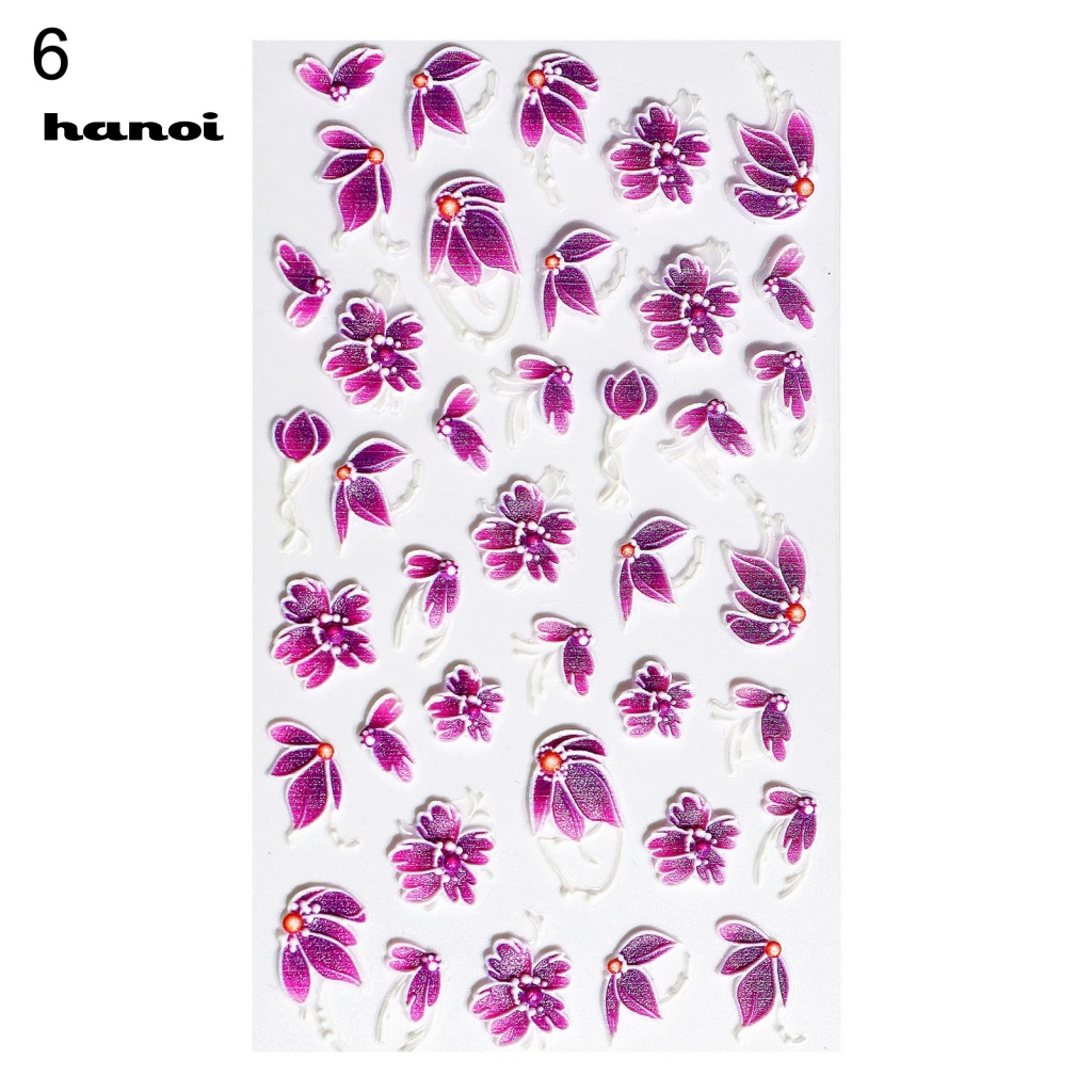 Miếng Dán Trang Trí Móng Tay Họa Tiết Hoa Lá Dập Nổi 5D Thời Trang Cho Nữ