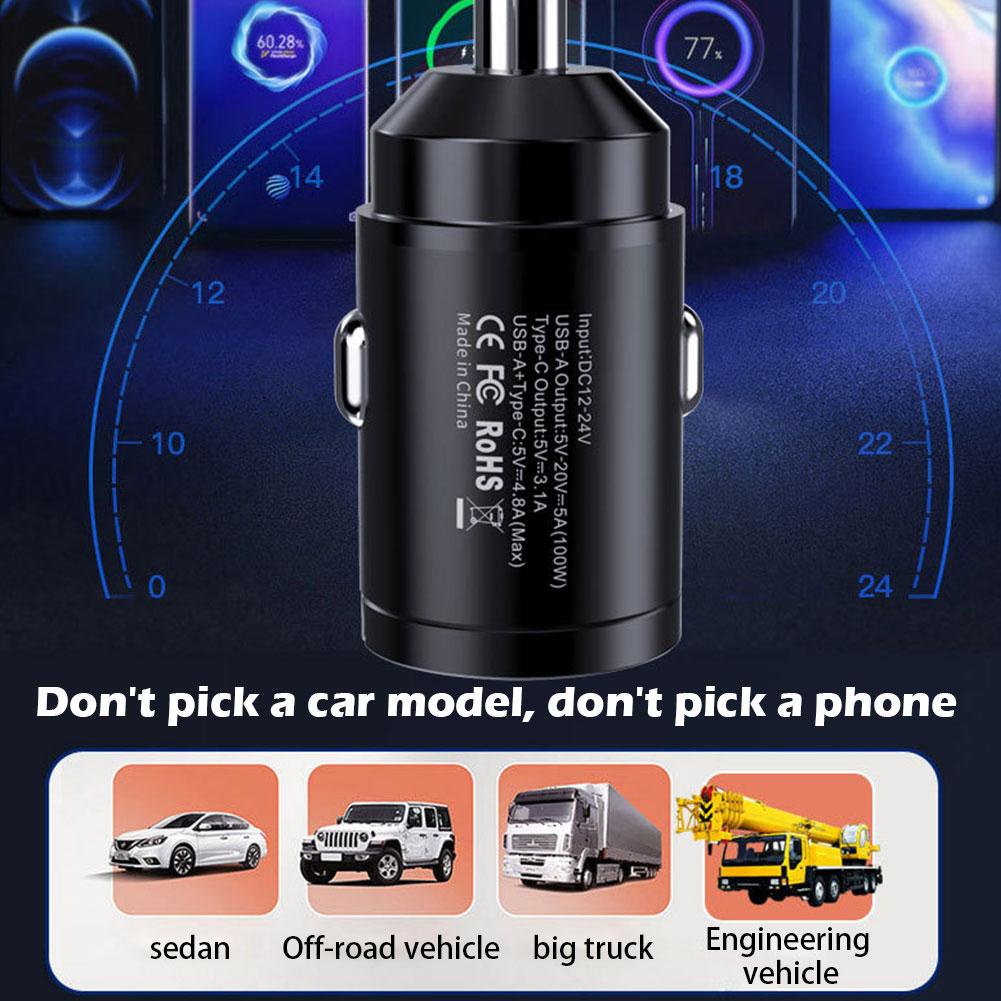 Tẩu Sạc Nhanh 2 Cổng Usb QC3.0 PD 5A 12-24V Cho Xe Hơi N6X3