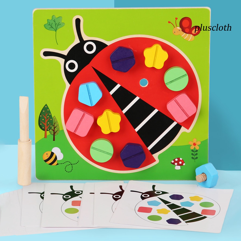 1 Cặp Đai Ốc Giải Trí Viền Mịn Kèm Đĩa Lót Bằng Gỗ Dành Cho Trẻ Em