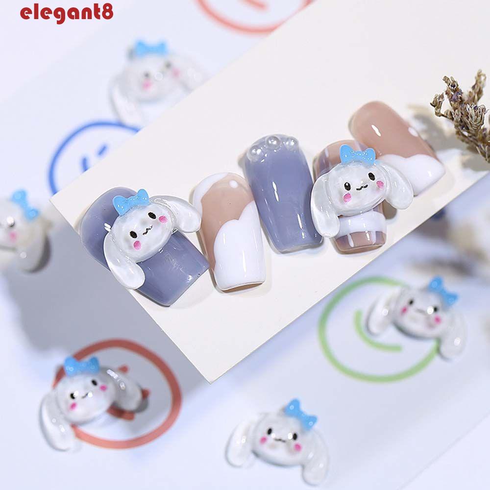 Phụ Kiện Trang Trí Móng Tay Trong Suốt Hình Chú Chó Tai To Dễ Thương DIY