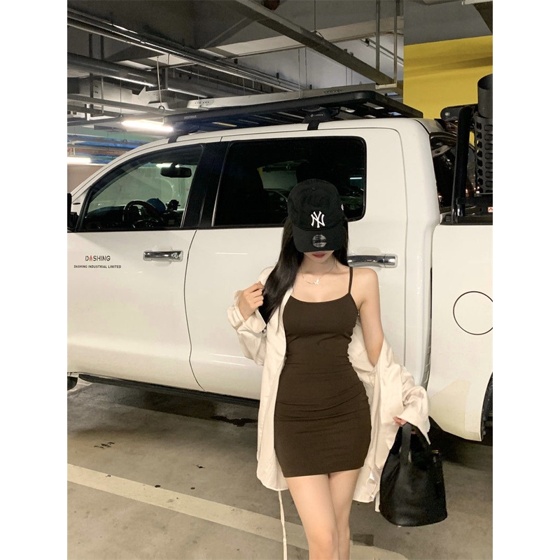 Set Áo Sơ Mi Dài Tay Và Đầm Hai Dây Phong Cách Mới Quyến Rũ Dành Cho Nữ