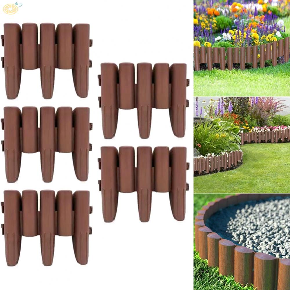 【VARSTR】Lawn Edging Garden Decoration Palisade Plastic Lawn Edging 5PCS Garden Decor