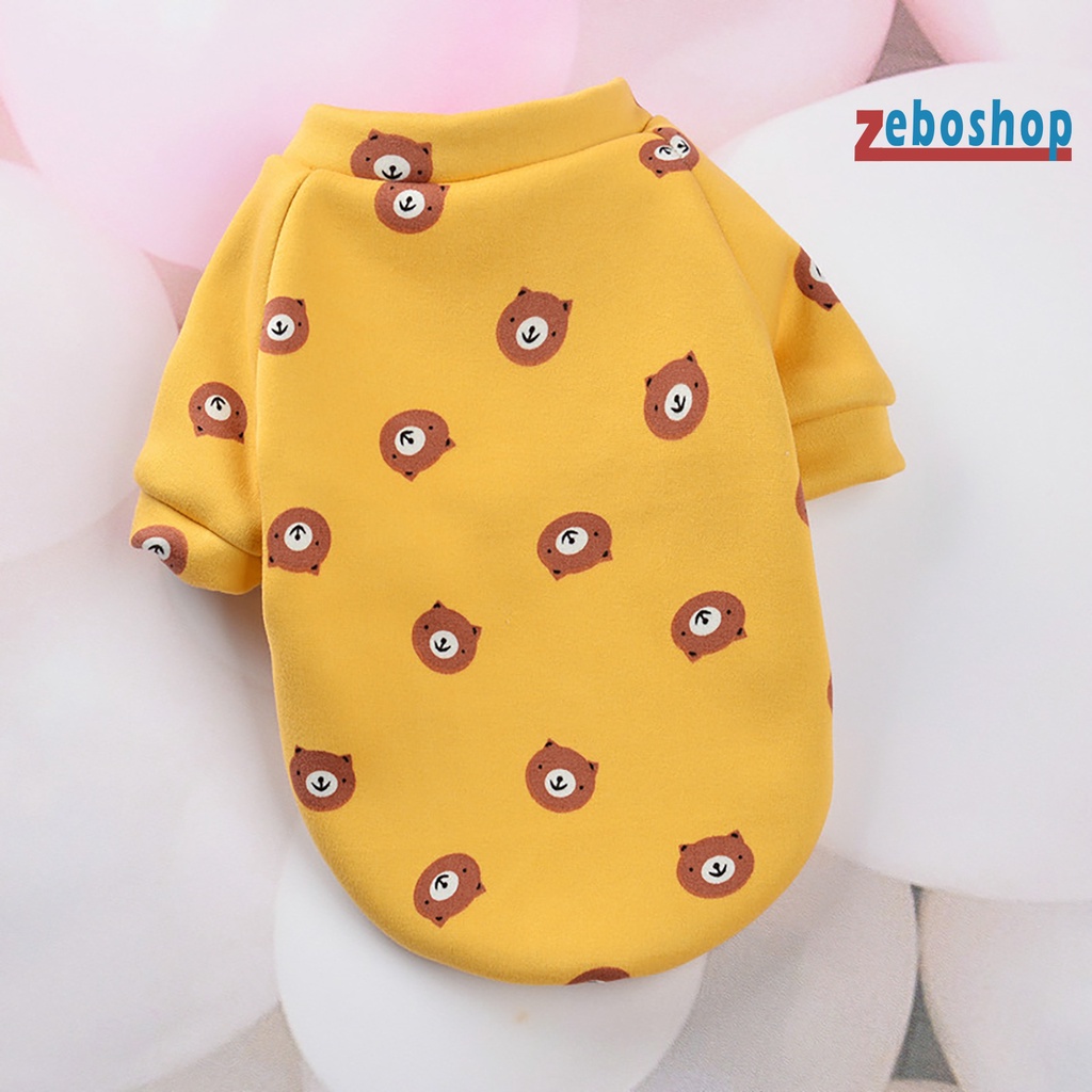 Zeboshop Áo Sweater Cotton Cổ Tròn In Họa Tiết Hoạt Hình Hai Ống Cho Cún Cưng Mặc Hàng Ngày