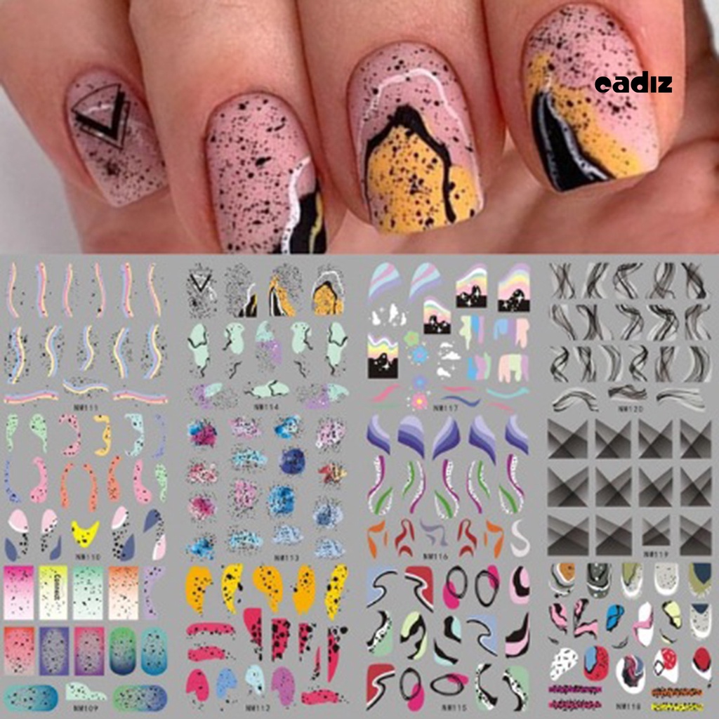 Bộ 12 Miếng Dán Trang Trí Móng Tay Nghệ Thuật Tự Dính Không Phai Màu