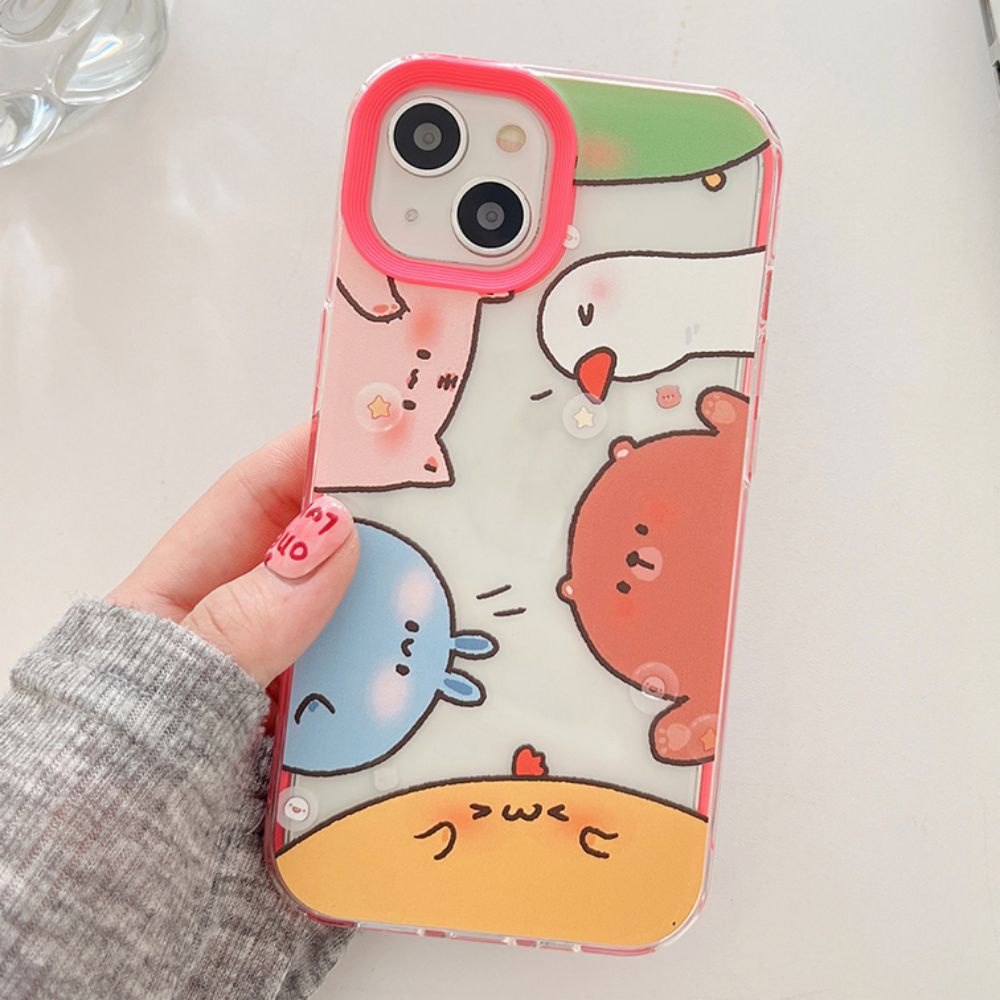 Ốp Điện Thoại TPU Mềm Chống Sốc In Hình Thú Hoạt Hình 3 Trong 1 Cho IPhone 11 14 13 12 Pro Max XS XR 7 8 Plus