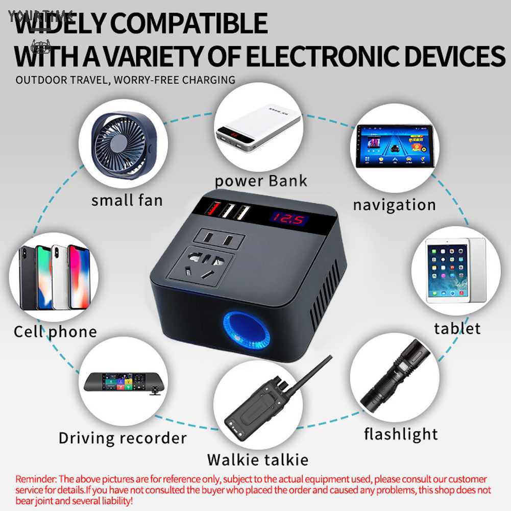 Bộ SạC 150W Chuyển Đổi DC 12V Sang 110V USB Cho iPhone / Xe Hơi / Xe TảI