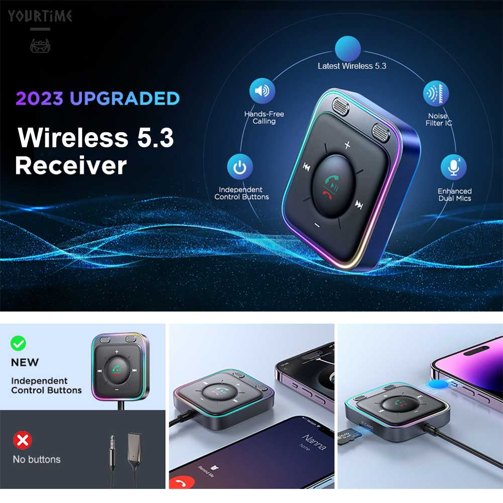 Bộ Chuyển Đổi Âm Thanh Bluetooth 5.3 AUX Kép Cho Xe Hơi