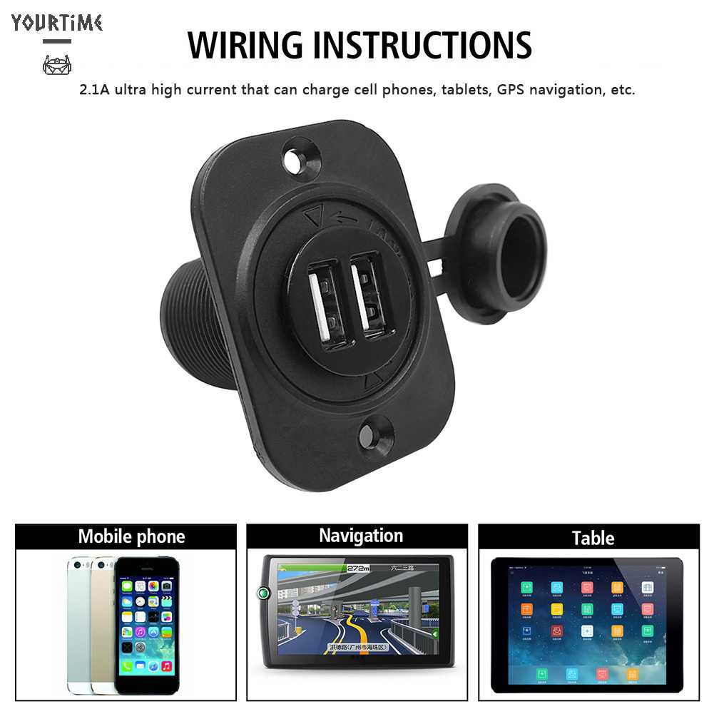 Ổ Cắm Sạc Hai Cổng USB 12V Chống Thấm Nước Cho Xe Hơi / Xe Máy /