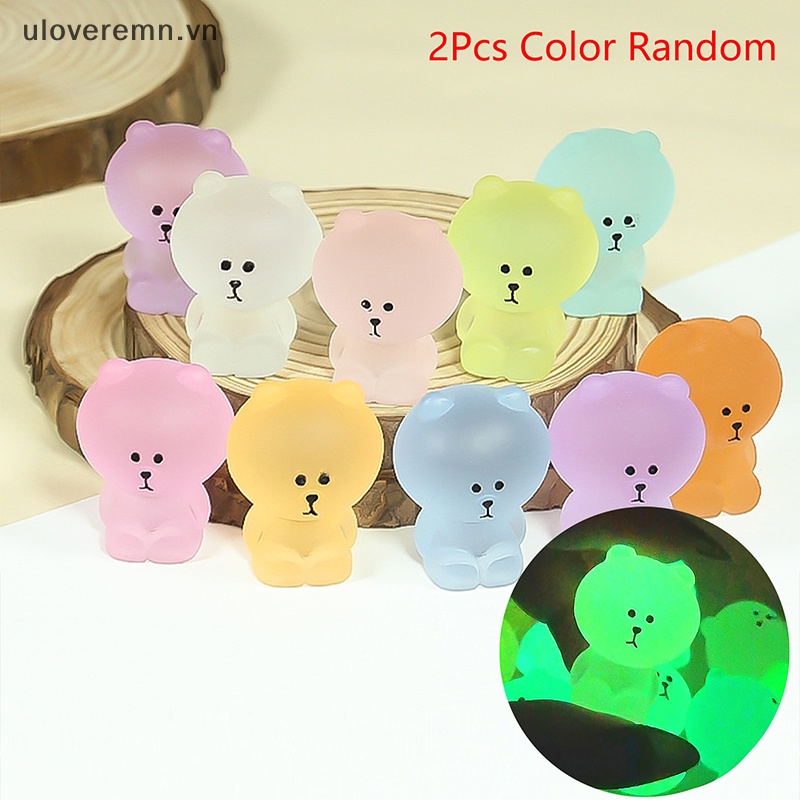 Bộ 2 Đồ trang trí Gấu Nâu Hoạt Hình Mini Màu Kẹo Dùng Trang Trí Tiểu Cảnh