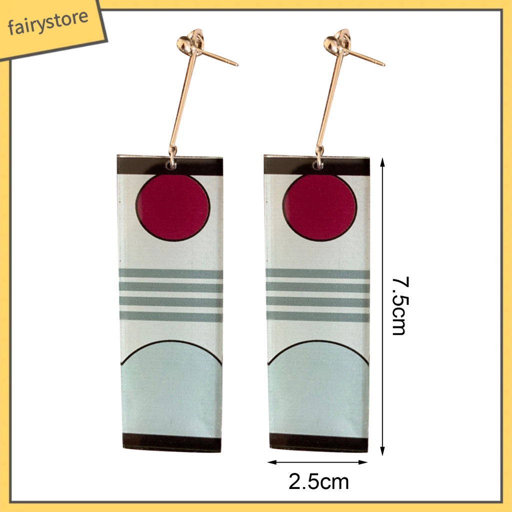 Bông Tai Hình Chữ Nhật Bằng Acrylic In Họa Tiết Hoạt Hình Dễ Thương