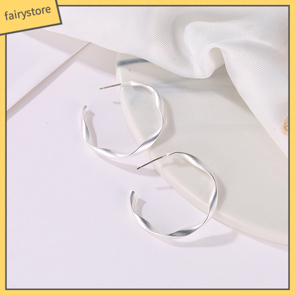 [FRO] Bông Tai Hình Tròn Xoắn Bằng Hợp Kim Mặt Nhám Quyến Rũ Cho Bữa Tiệc