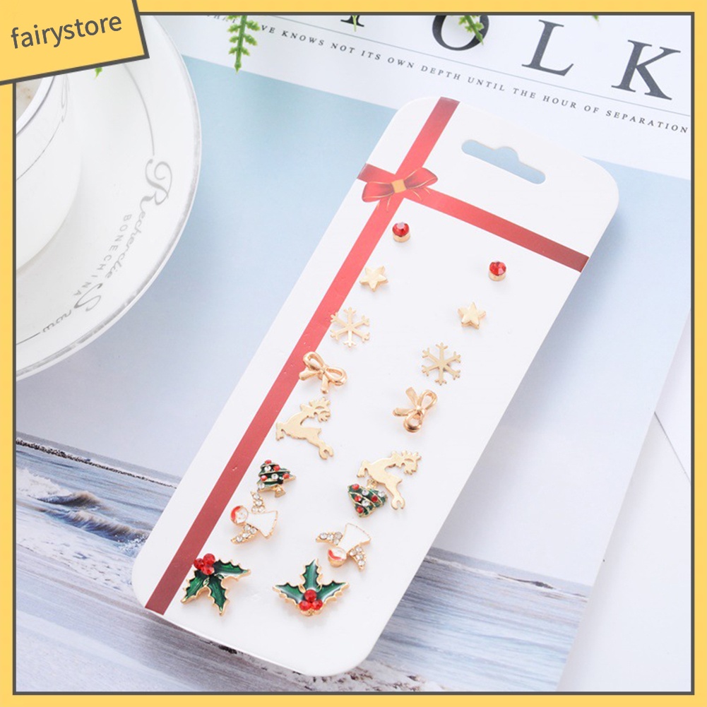 [FRO] Set 8 Đôi Bông Tai Hình Cây Thông Giáng Sinh / Hoa Tuyết / Bánh G