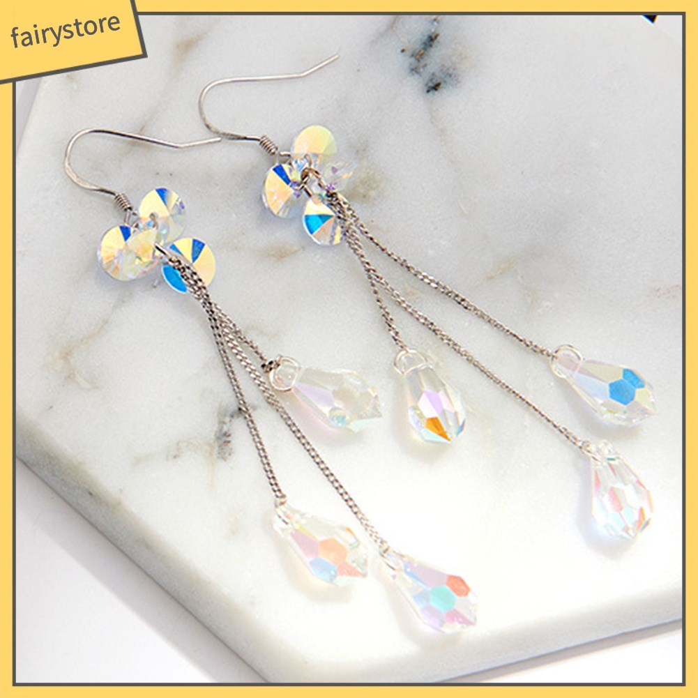 Bông Tai Dáng Dài Đính Đá Nhiều Màu Sắc Thời Trang Cho Nữ