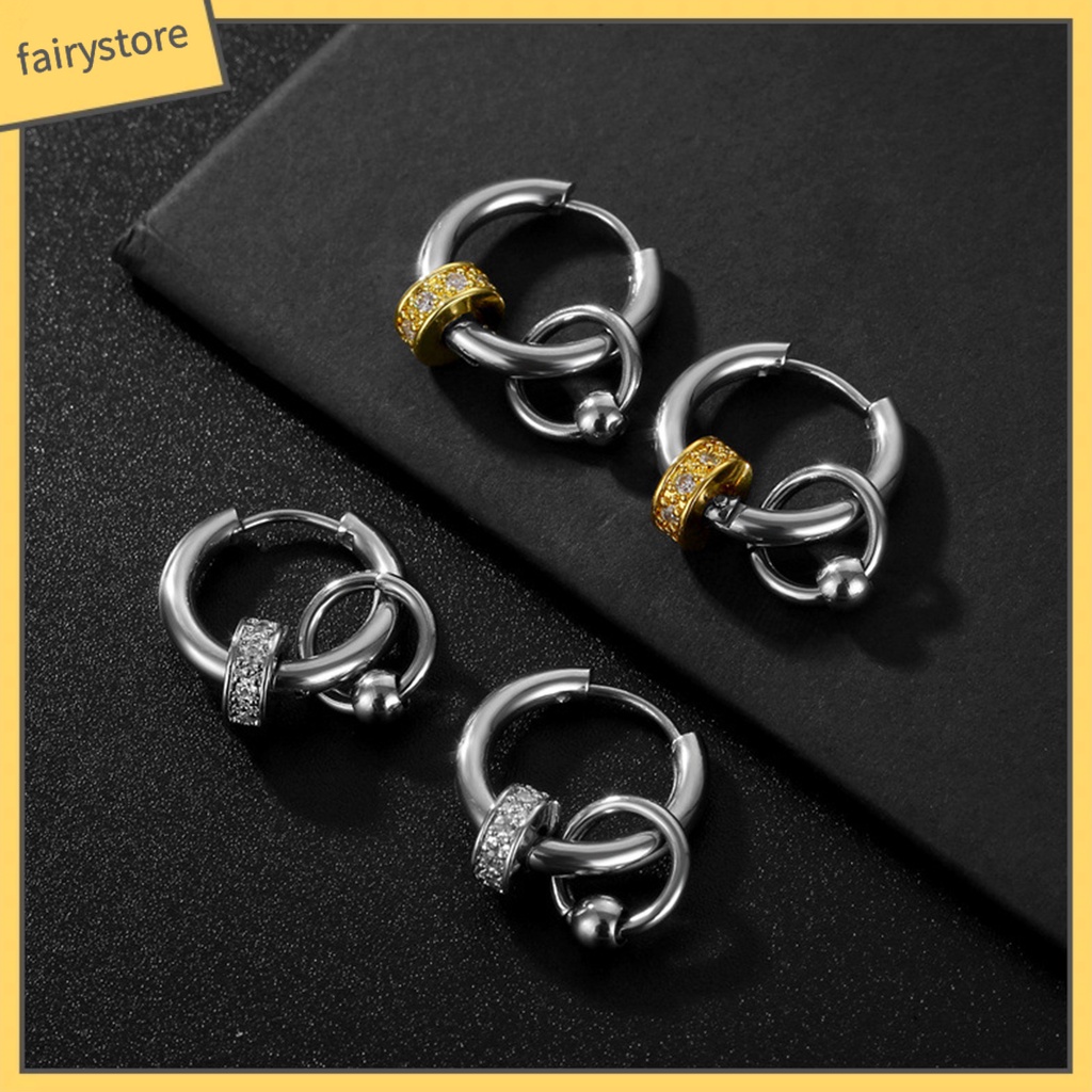 1 Khuyên Tai Thép Titan Nhiều Lớp Phong Cách Hip Hop Đơn Giản Thời Trang Cho Nam