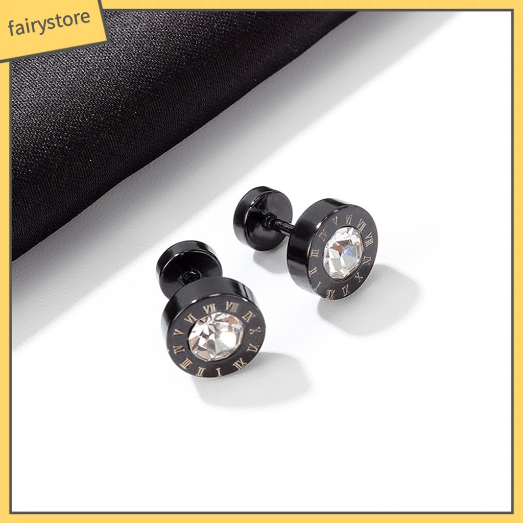 1 Đôi Bông Tai Tròn Đính Đá Phong Cách Hip Hop Punk Thời Trang Dành Cho Nam