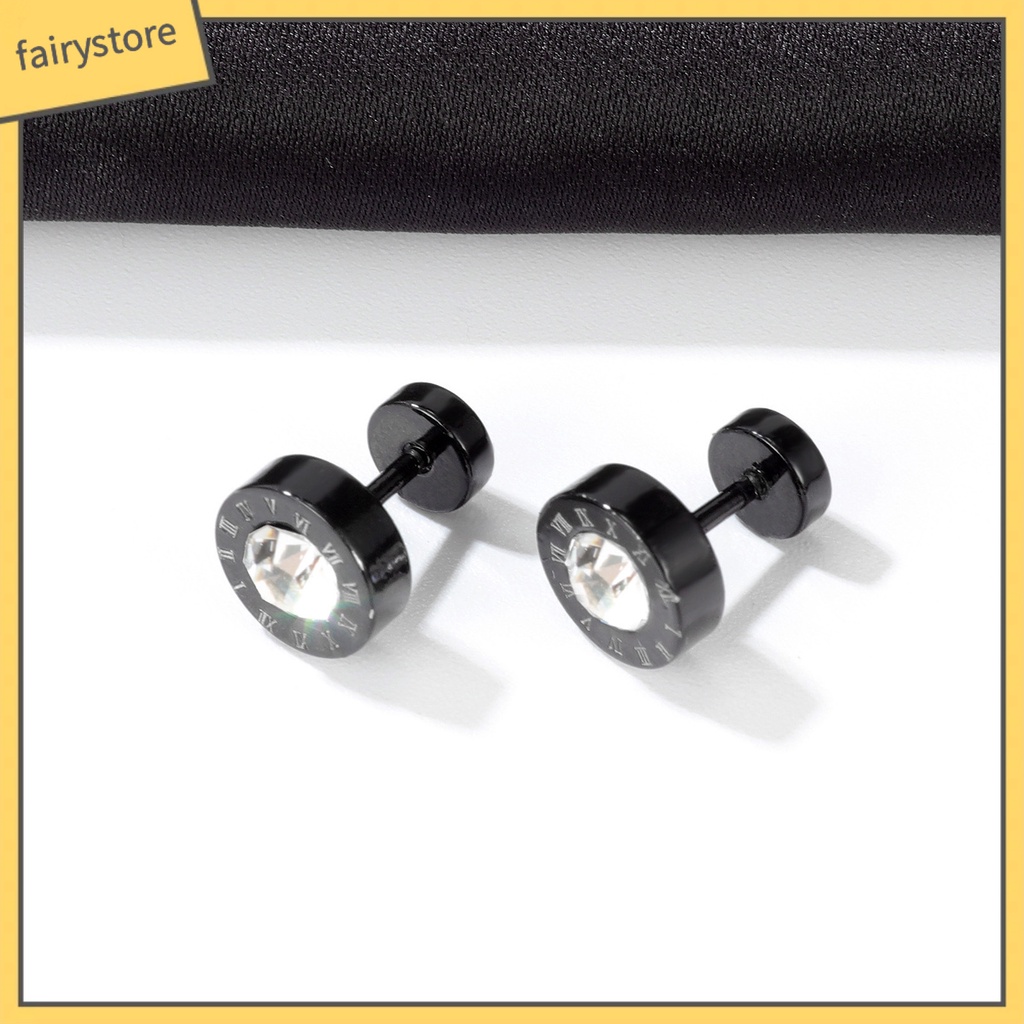 1 Đôi Bông Tai Tròn Đính Đá Phong Cách Hip Hop Punk Thời Trang Dành Cho Nam