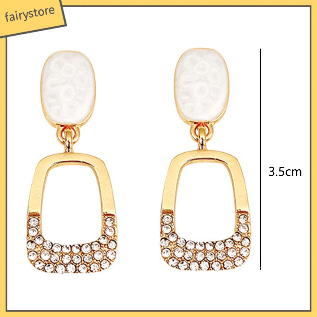 1 Đôi Bông Tai Hình Vuông Đính Đá Thời Trang Dành Cho Nữ